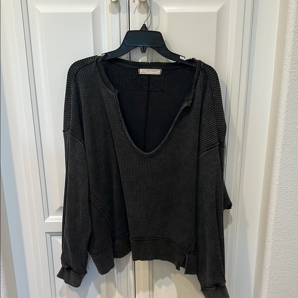 We The Free Black Ribbed Sweater